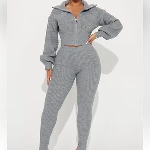 Two Piece Grey Long Sleeve Set